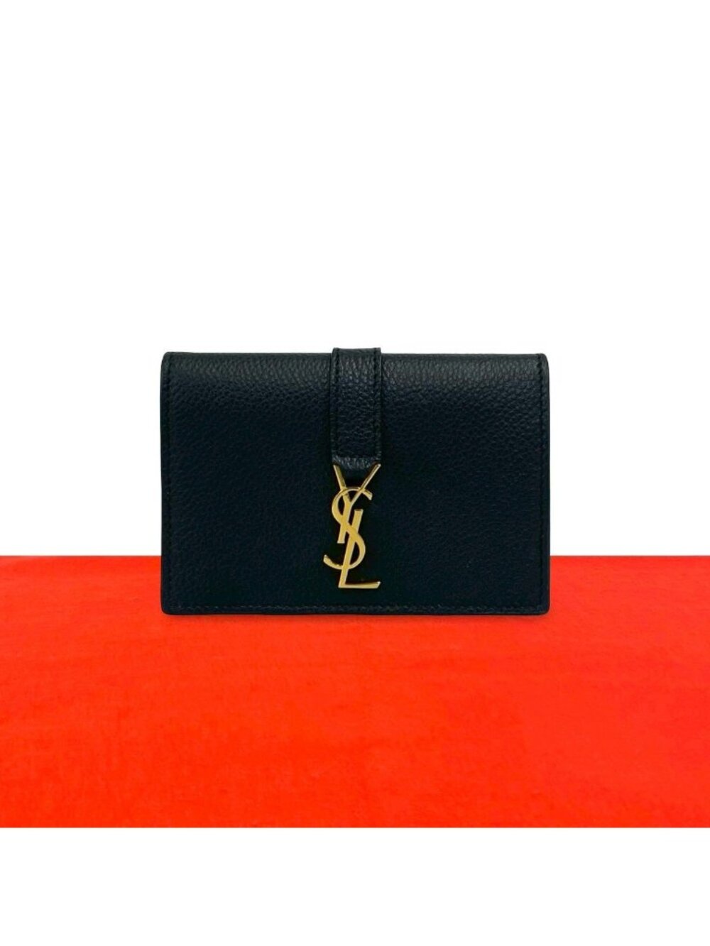 Saint Laurent YSL Cassandra Logo Leather Card Case Business Holder Black - Picture 1 of 9